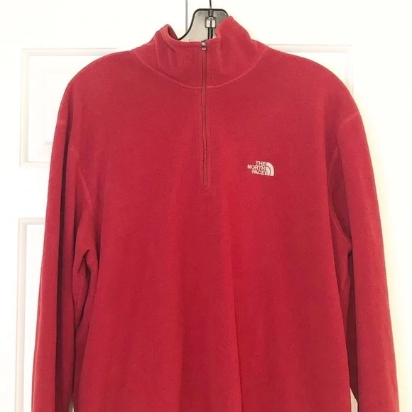 The North Face red fleece quarter zip pullover. L - Picture 2 of 6